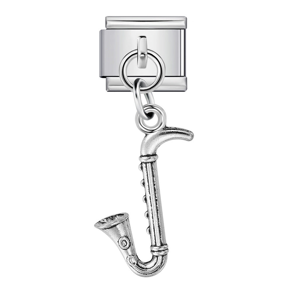 Wholesale Italian Charm Bracelet 9mm DIY Musical Instrument Shaped    Creative Stainless Steel Composable Bracelet