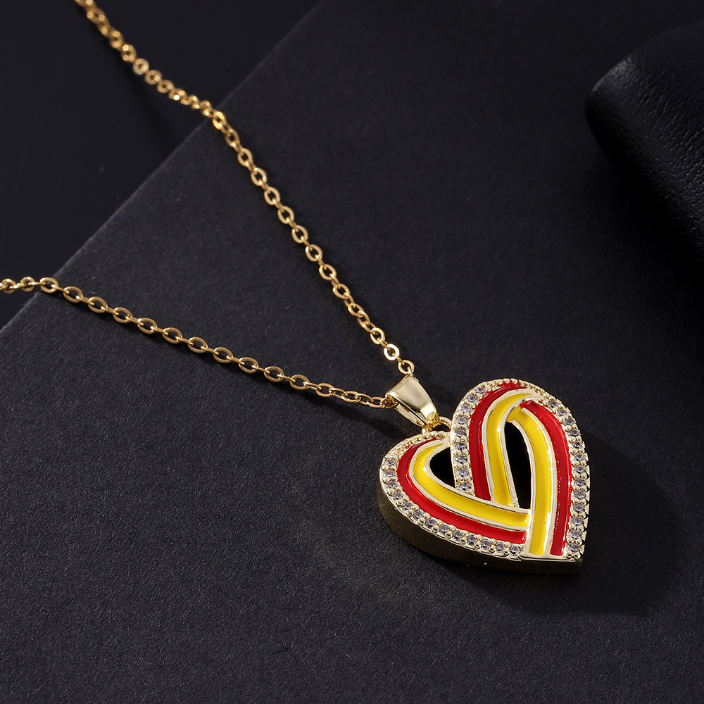 Wholesale Oil Dripping Love Heart Moon Copper Necklaces ACC-NE-SY005