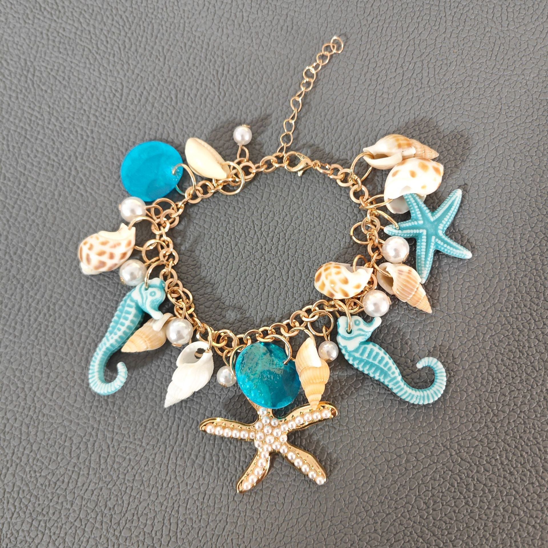 Wholesale Bohemian starfish shell seahorse bracelet