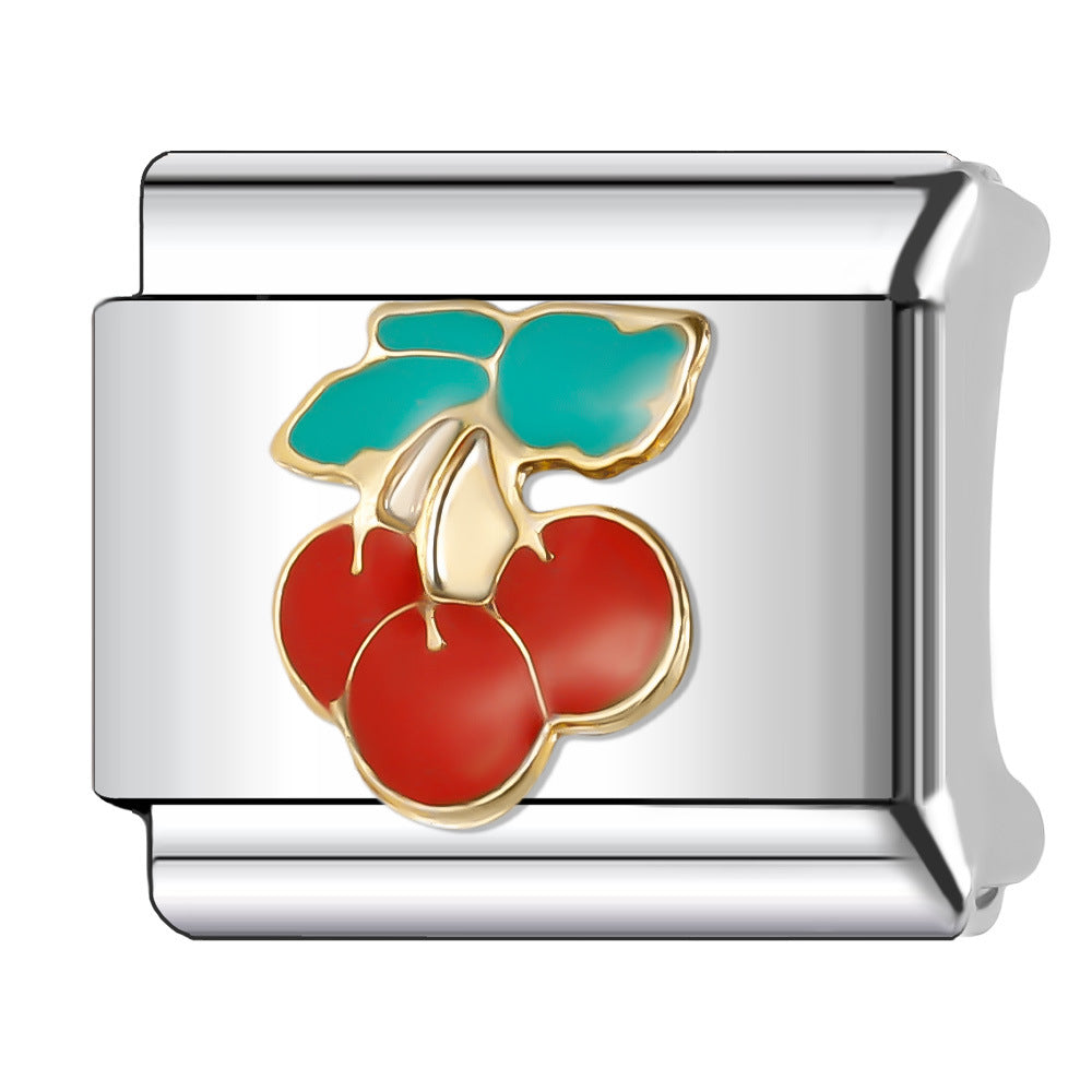 Wholesale Italian Charm Bracelet 9mm DIY Splicing Fruit and Vegetable Series Stainless Steel Composable Bracelet