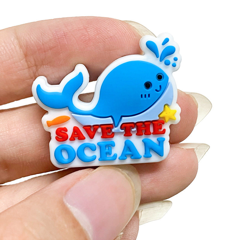 Wholesale 10pcs Blue Whale Silicone Cartoon Focal Beads ACC-BDS-WDX251