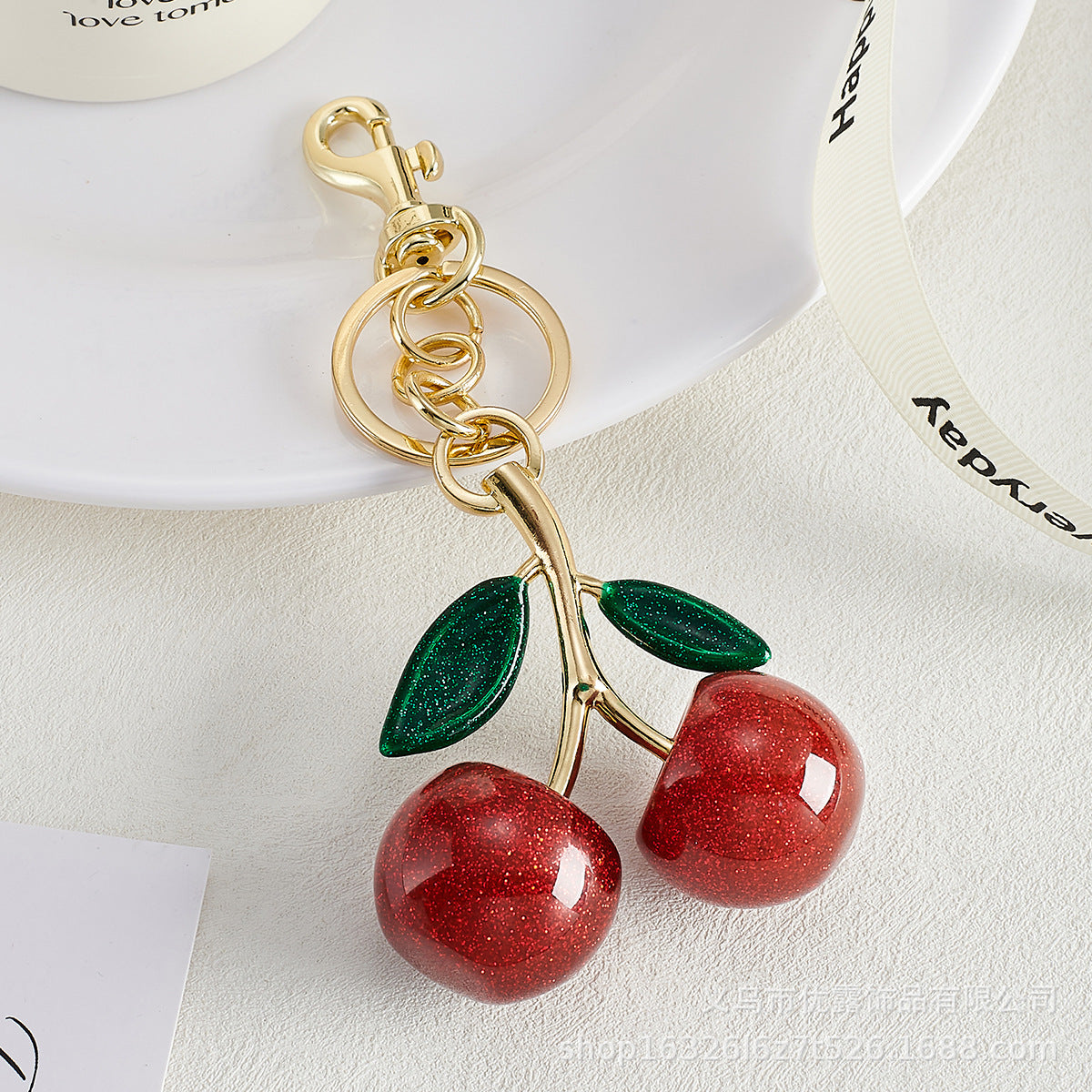 Wholesale Cherry Fruit Bag Pendant Cherry Keychain