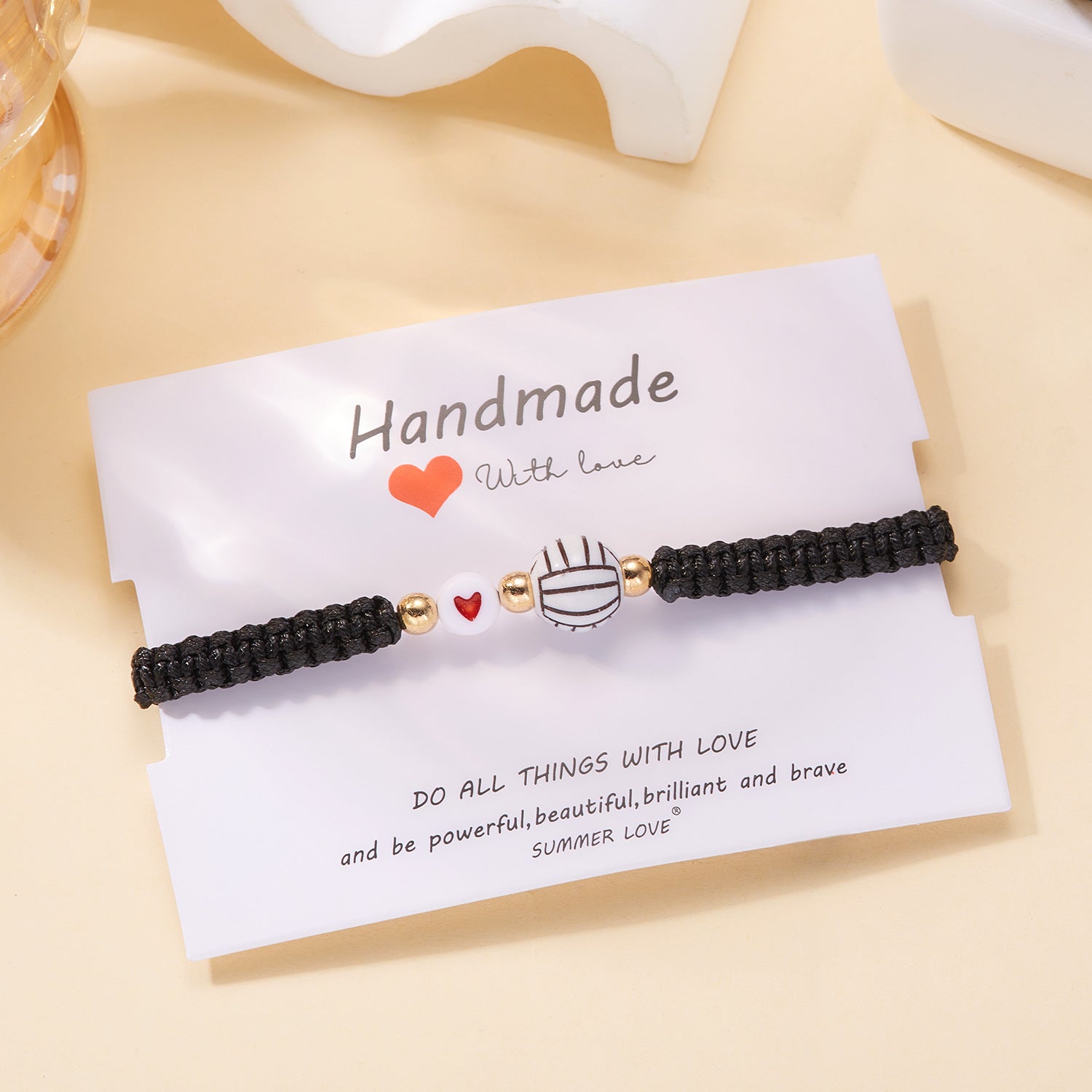 Wholesale Ball Bead Bracelet Creative Volleyball Tennis Handwoven Adjustable Bracelet ACC-BT-Bayue006