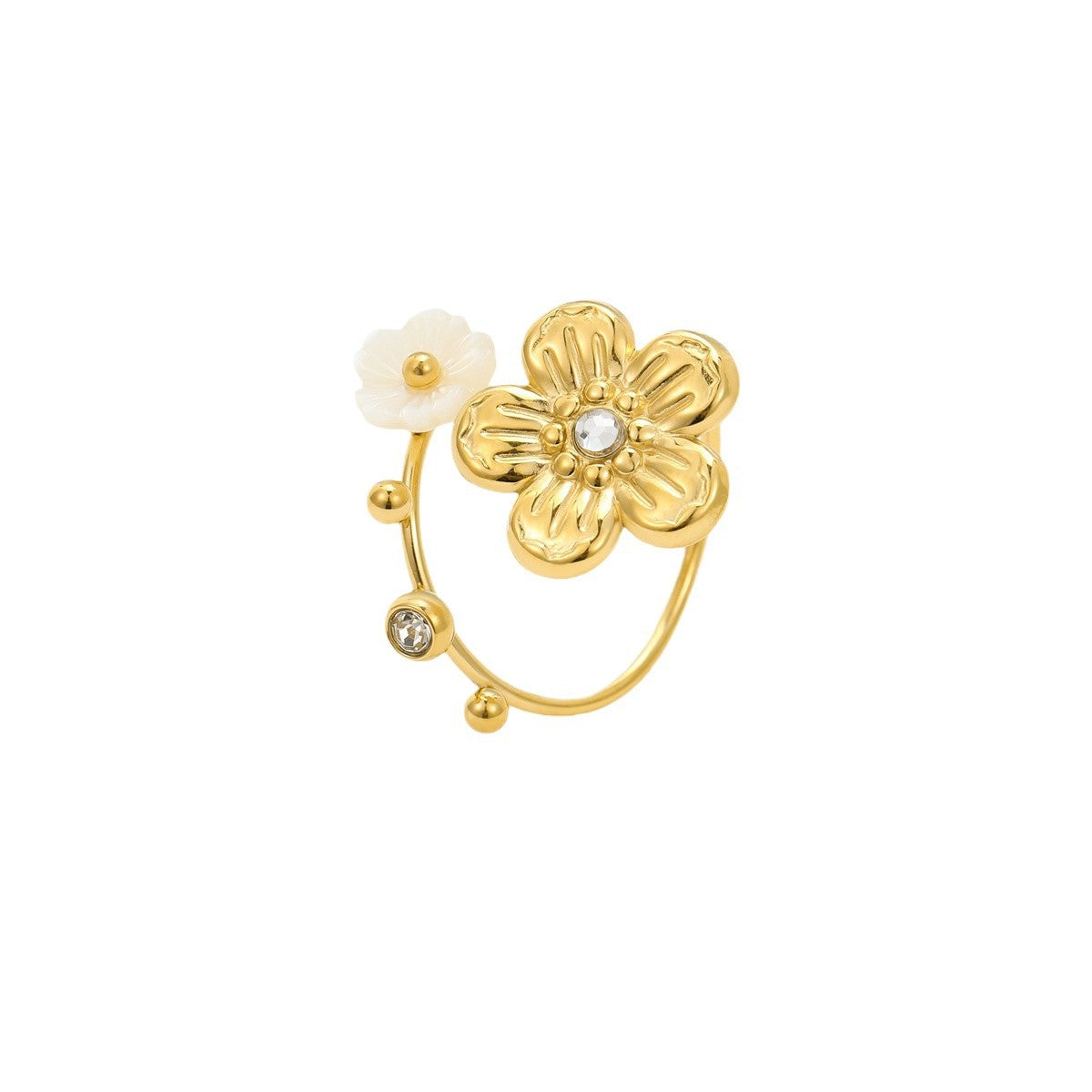 Wholesale flower 18K gold stainless steel ring