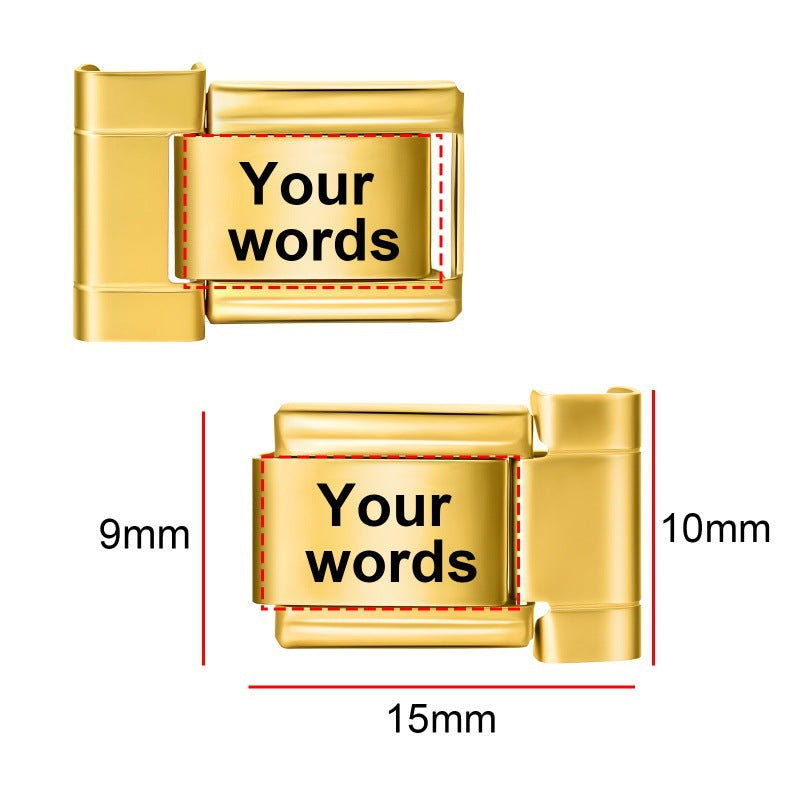 Wholesale  9mm Italian Charm Starter Bracelets DIY square Single Section Creative Stainless Steel Composable Bracelet
