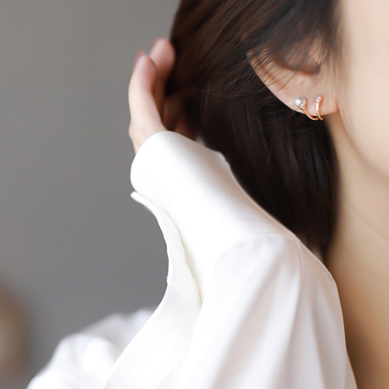 Wholesale Chic Fake Pearl Mosquit Repellent Clip On Earrings Double Layer Boutique Resale
