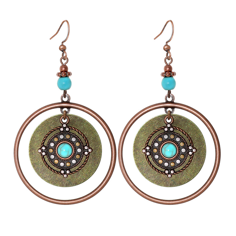 Wholesale Bohemian Geometric Tassel Earrings Set - Zinc Alloy Hollow Cloisonné - Fashion Accessory for Gift or Resale