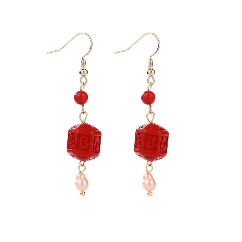Wholesale Hanfu Retro Plum Blossom Freshwater Pearl Earrings Chic Fashion Jewelry Accessory For Boutique Resale