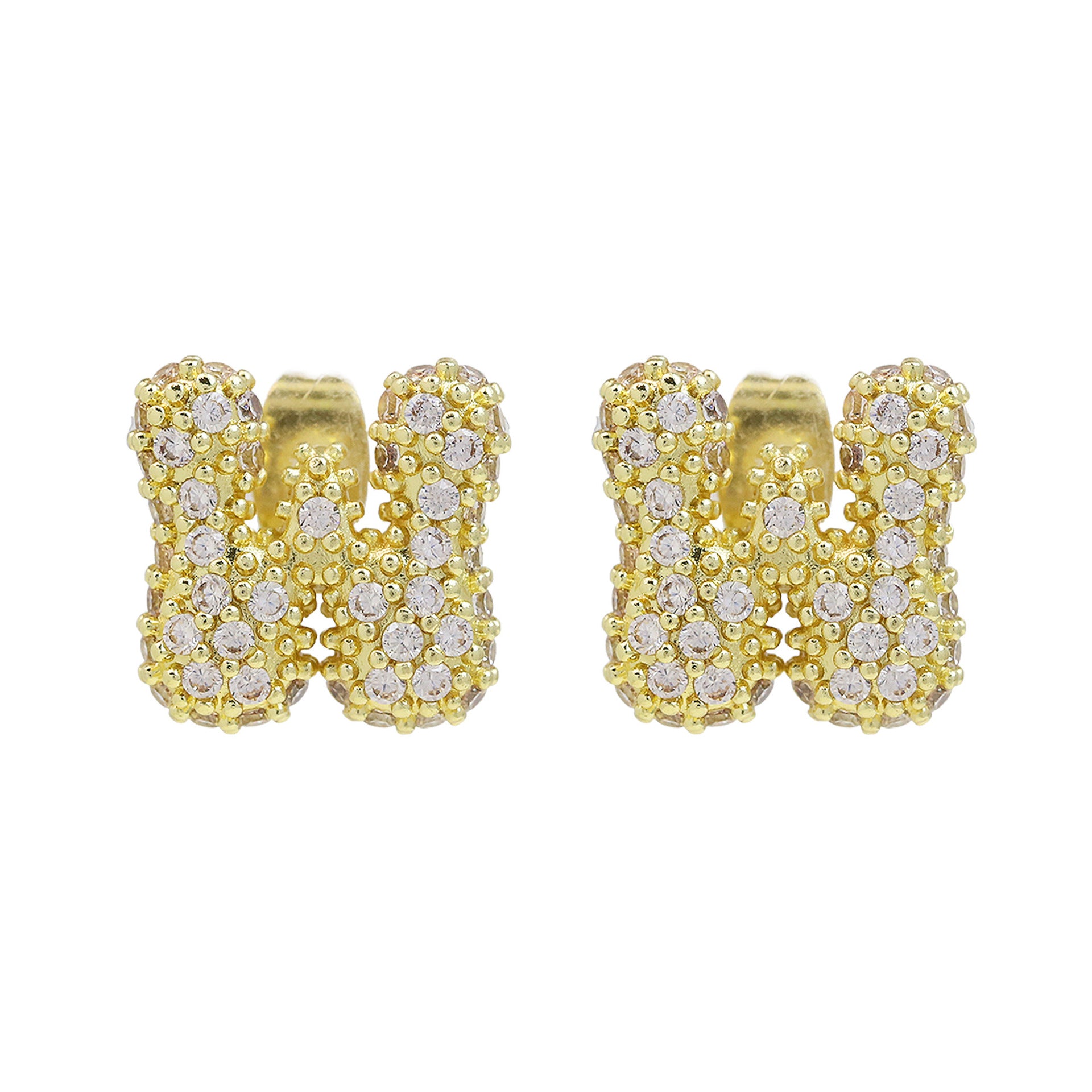 Wholesale 18k Brass Balloon Bubble Zircon small size 26 English Cute Letter Earrings