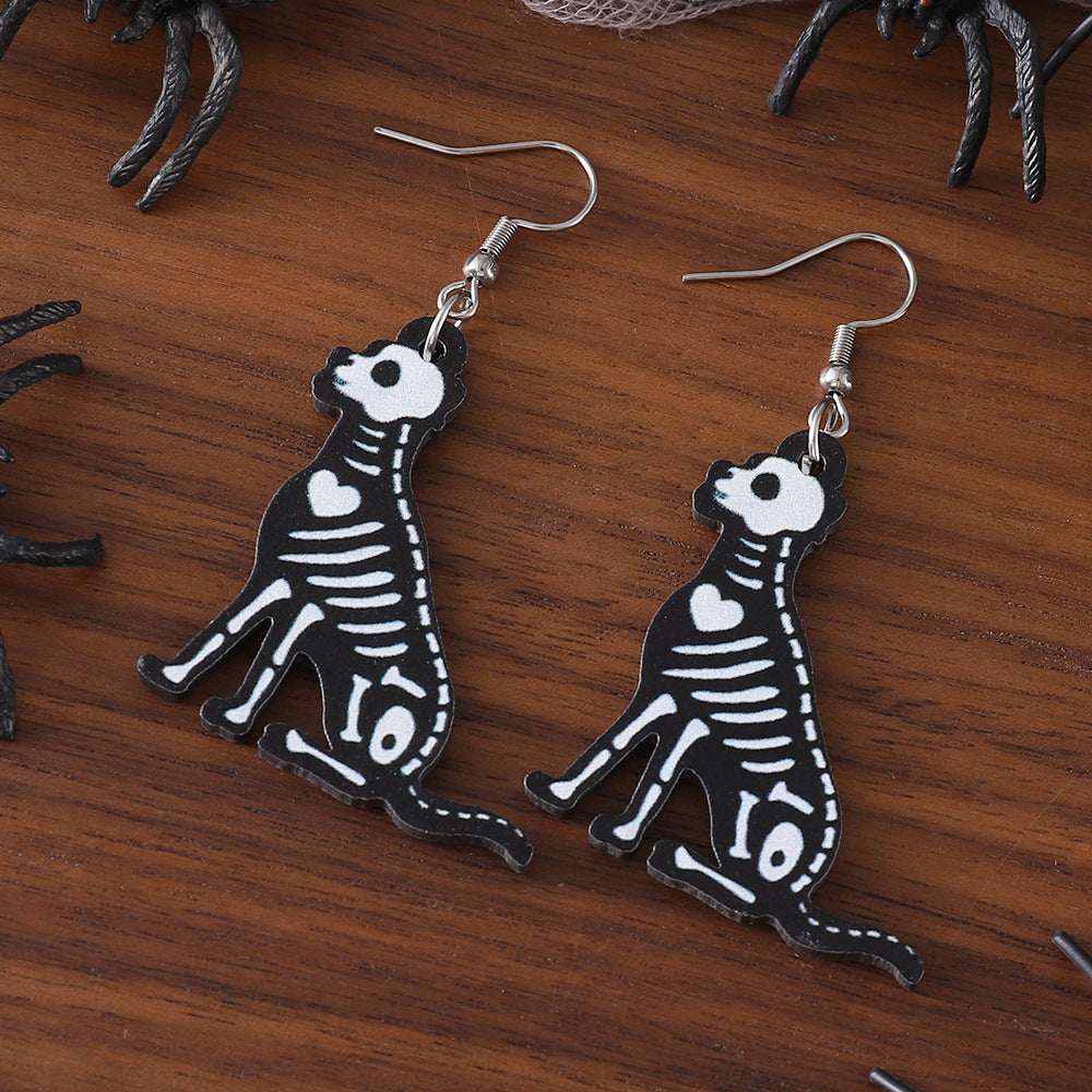 Wholesale Halloween Gothic Skull Flamingo Wooden Earrings ACC-ES-ChuLian045