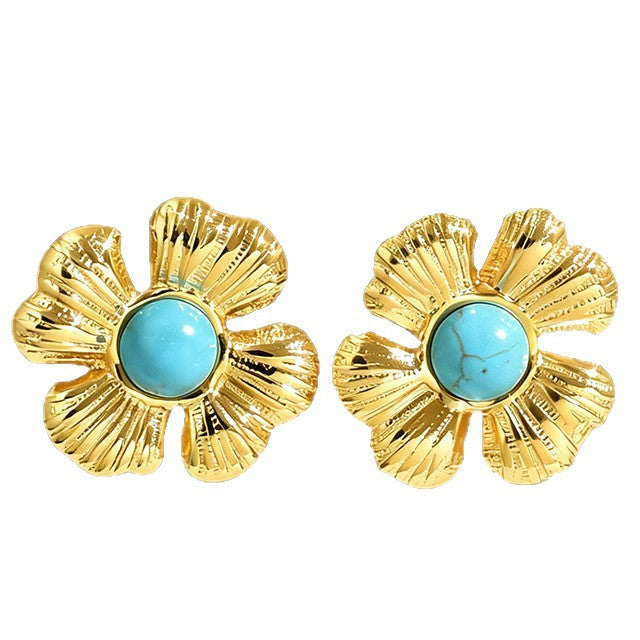 Wholesale Stainless steel heart and flower earrings