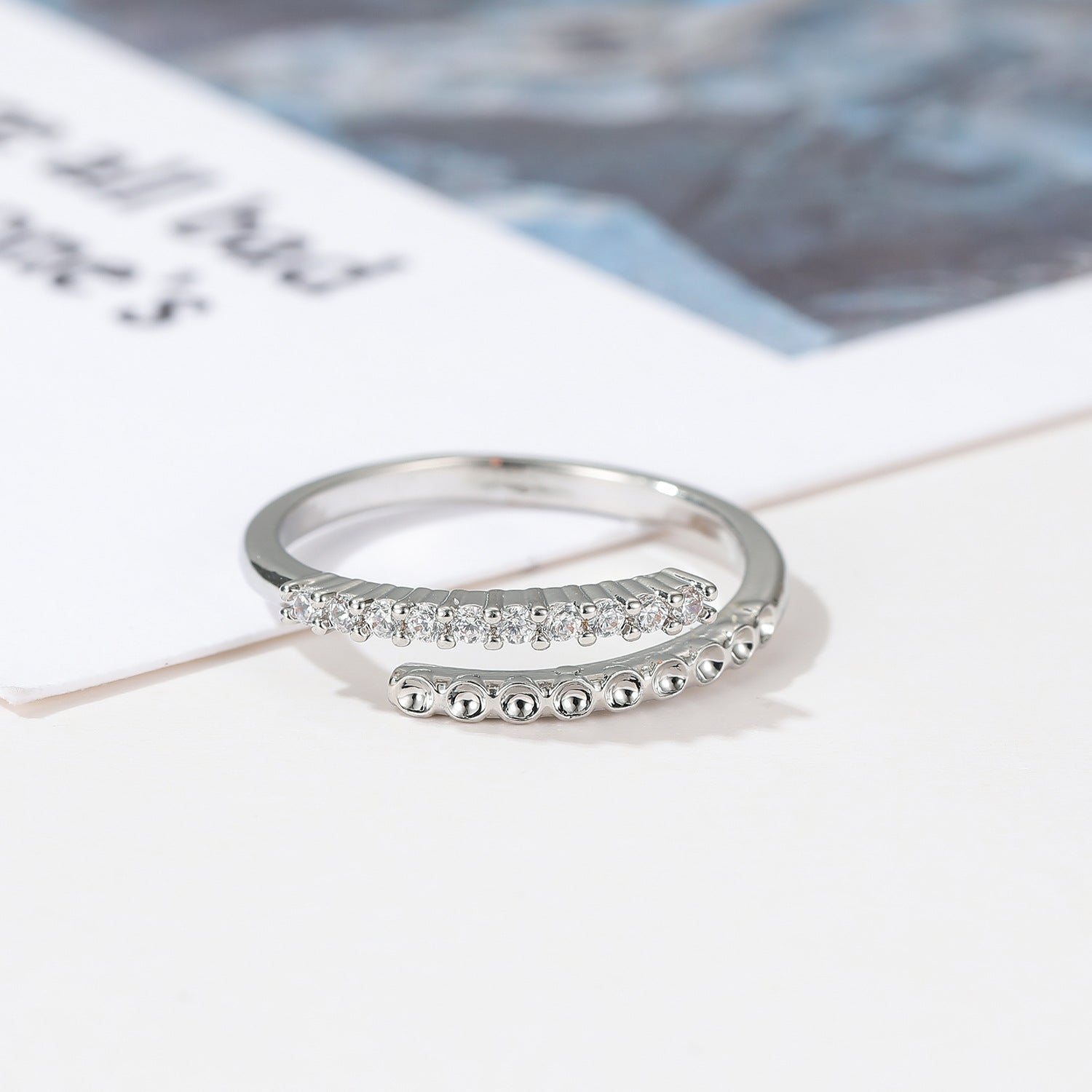 Wholesale Open adjustable full Broken Diamond Row Diamond ring