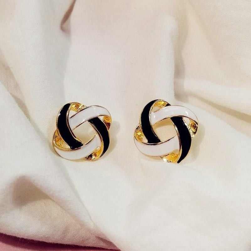 Wholesale S925 Silver Needle Black and White Cross Drip Glaze Earrings ACC-ES-Jiay003