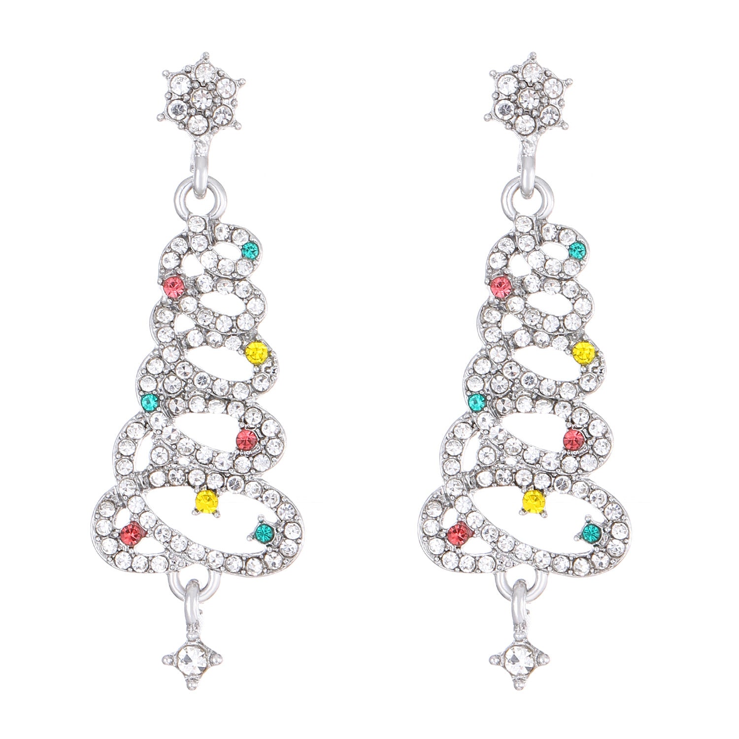 Boucles d'oreilles arbres de Noël incrustées de diamants créatifs en gros