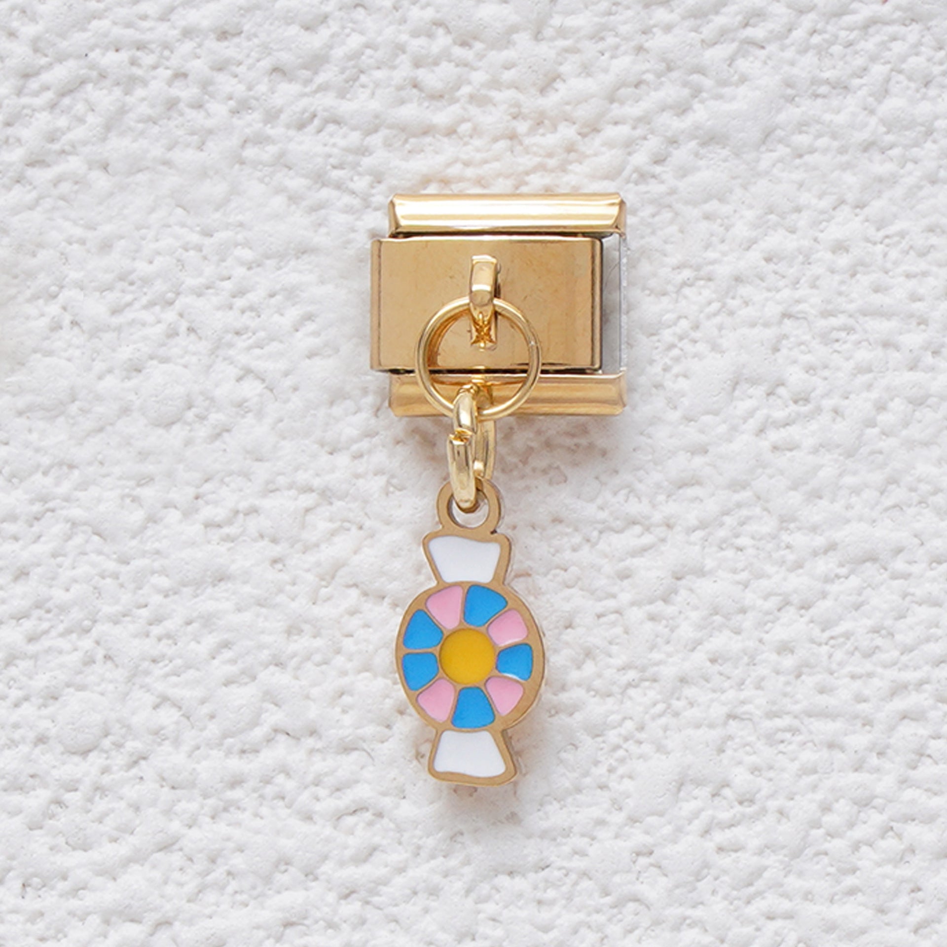 Wholesale Italian Charm Bracelet 9mm DIY Splicing Rainbow Flower Candy Stainless Steel Composable Bracelet