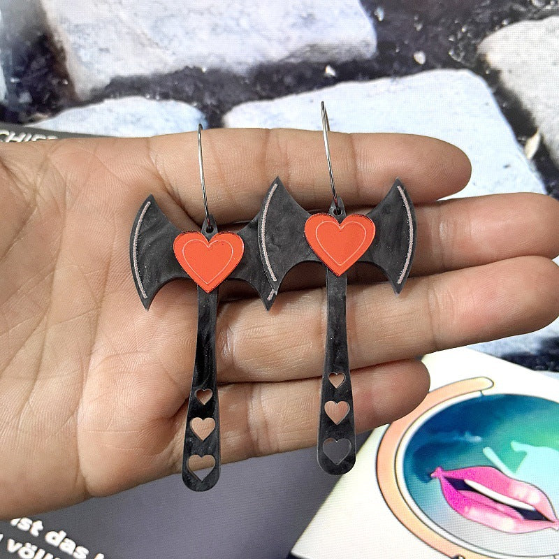 Wholesale  exaggerated Halloween funny love axe earrings