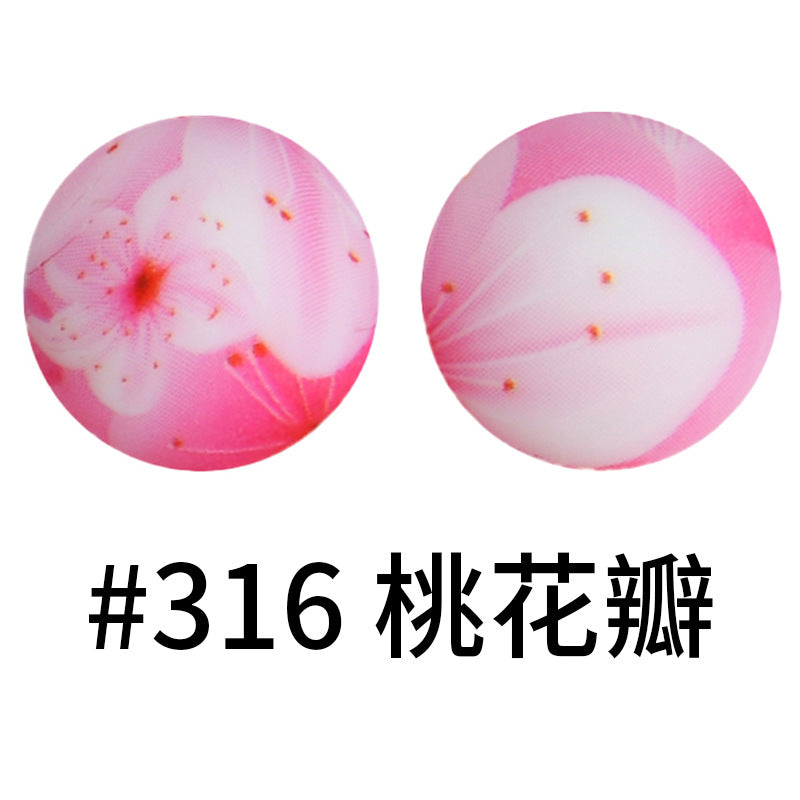 Wholesale 50pcs Western Style Leopard Skull Color Aztec Printed Silicone Balls Beads ACC-BDS-HeSheng005