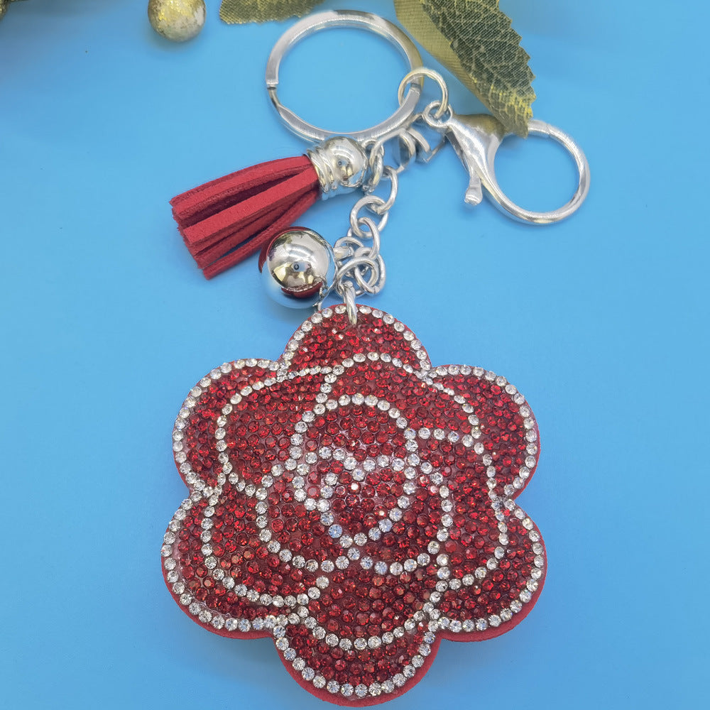 Wholesale hot drill hot figure plum blossom diamond keychain