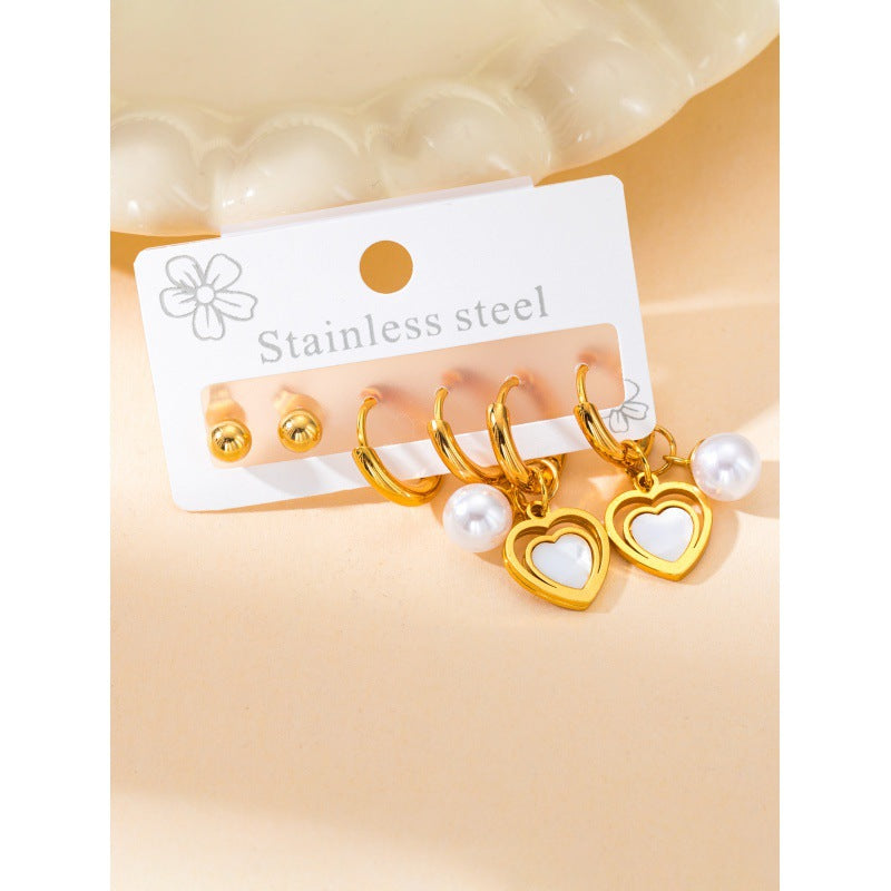 Wholesale Stainless Steel Love Five-pointed Star Butterfly Earring Set ACC-ES-BangJie006