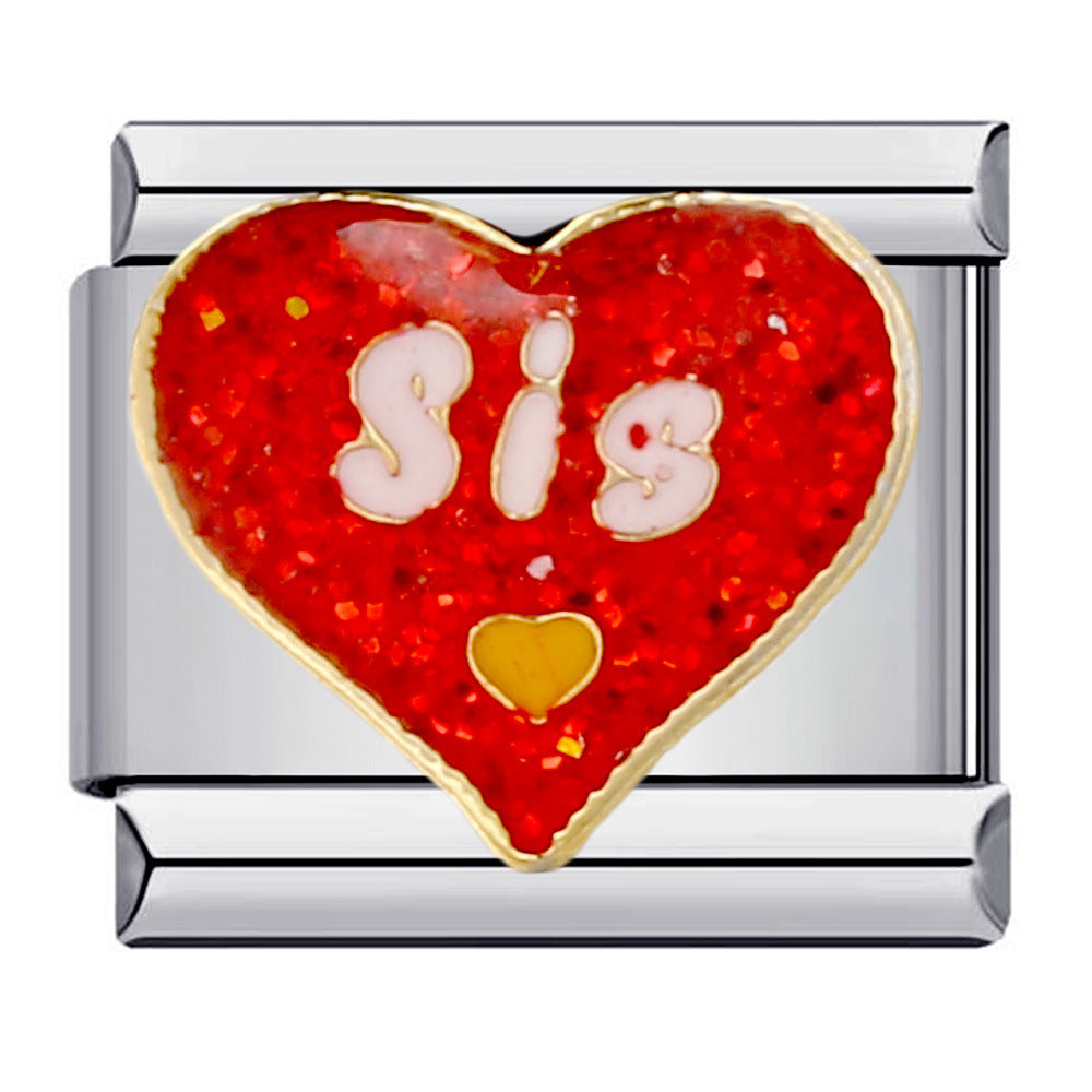 Wholesale Italian Charm Bracelet 9mm DIY Splicing Removable Red Element Stainless Steel Composable Bracelet