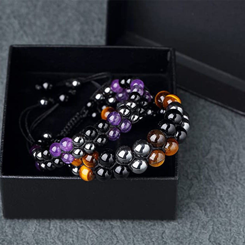 Wholesale  8MM Blue Tiger Eye Black Magnet Bracelet