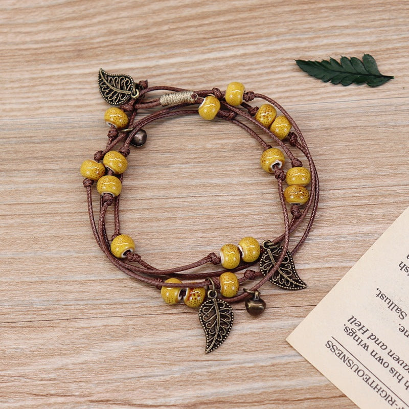Wholesale Vintage Bohemian Forest Style Ceramic Bracelet Multi-circle Bracelet Layered Bracelet Set ACC-BT-Luox001