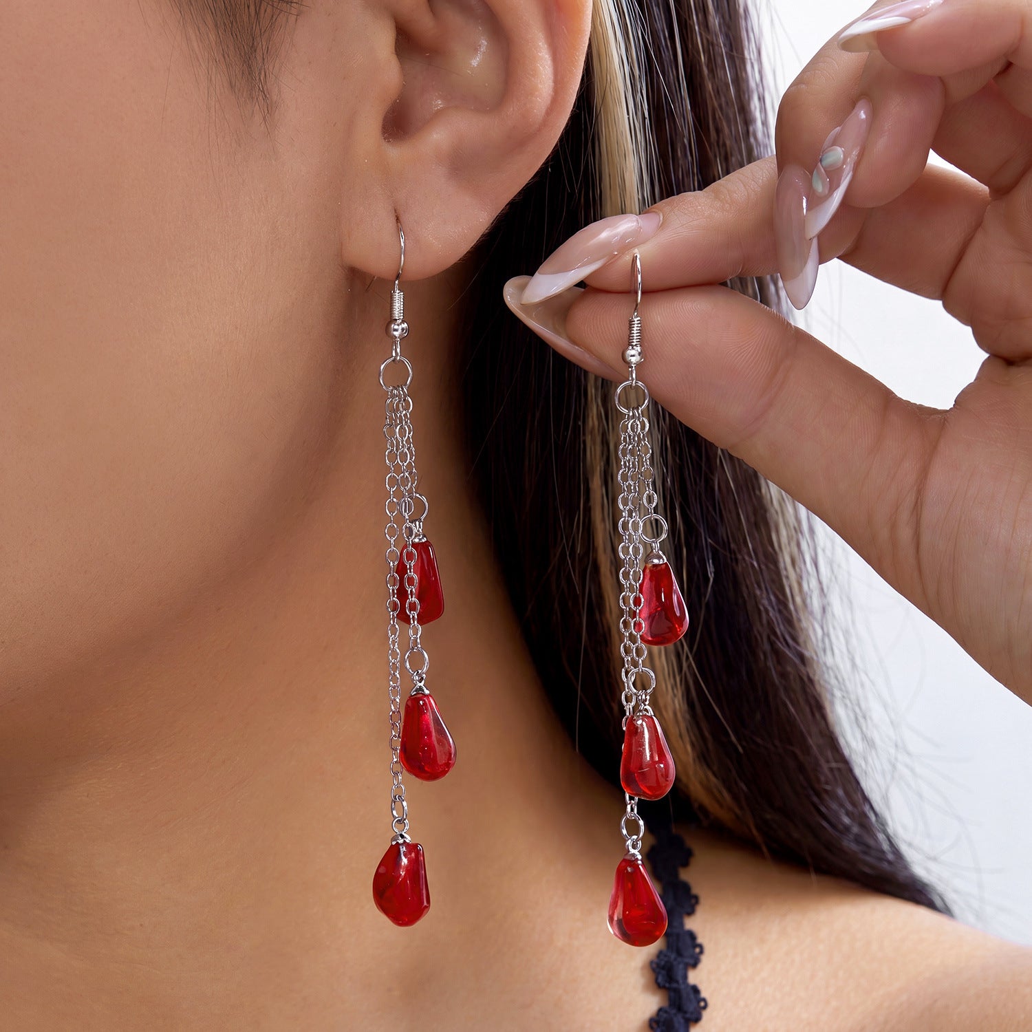 Wholesale Dark  Blood Red Crystal Earring and Necklace Set Party Wear Jewelry Accessory Gift for Resale
