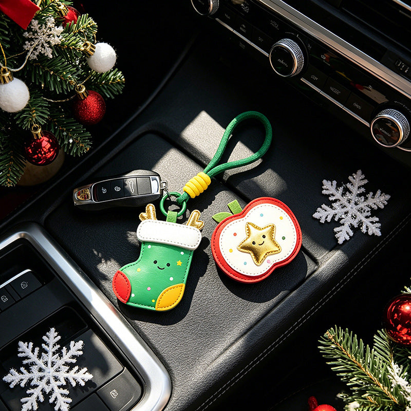Wholesale Trendy Christmas Tree Leather Keychain Holiday Gift For Car Keys Or Bags Boutique Resale