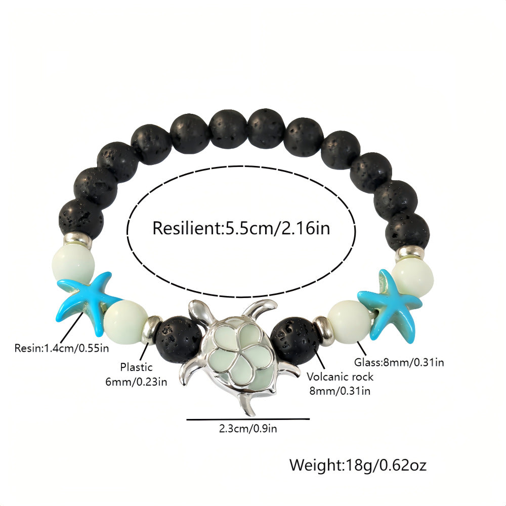 Wholesale Luminous turtle volcanic stone starfish bracelet