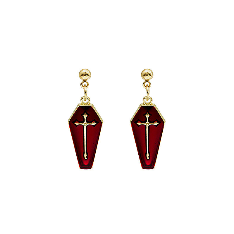 Wholesale  Funny Exaggerated Skull Ghost Cross Earrings