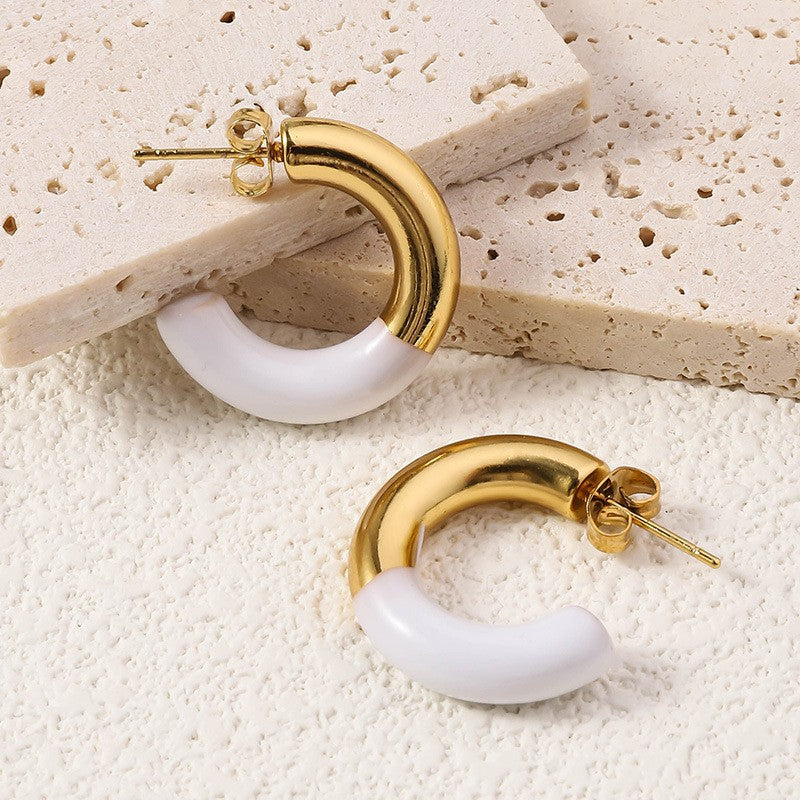 Wholesale Bohemian Beach Style Stainless Steel Earrings Oil Drop Earrings 18k Earrings ACC-ES-Ruix002