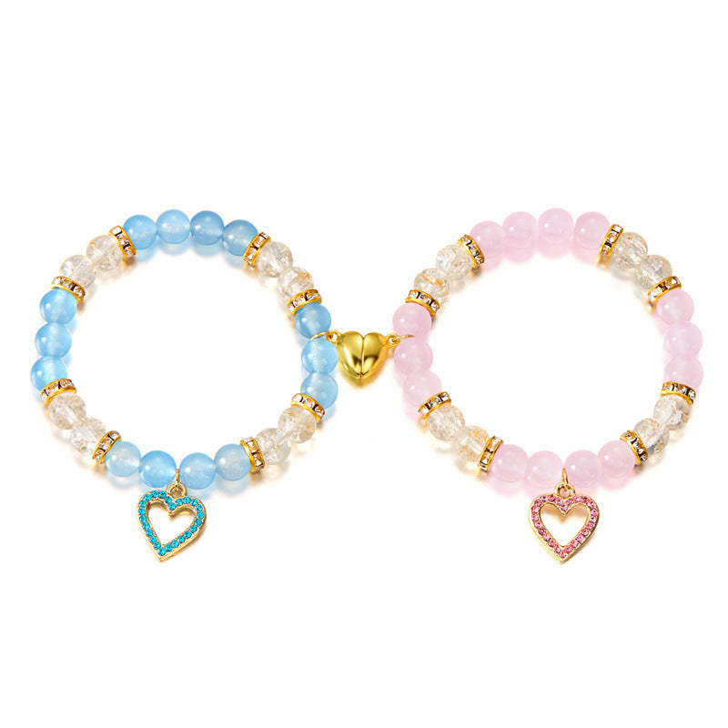 Wholesale  Hollow Love Beaded  Oil Dropping Heart-shaped Bracelet