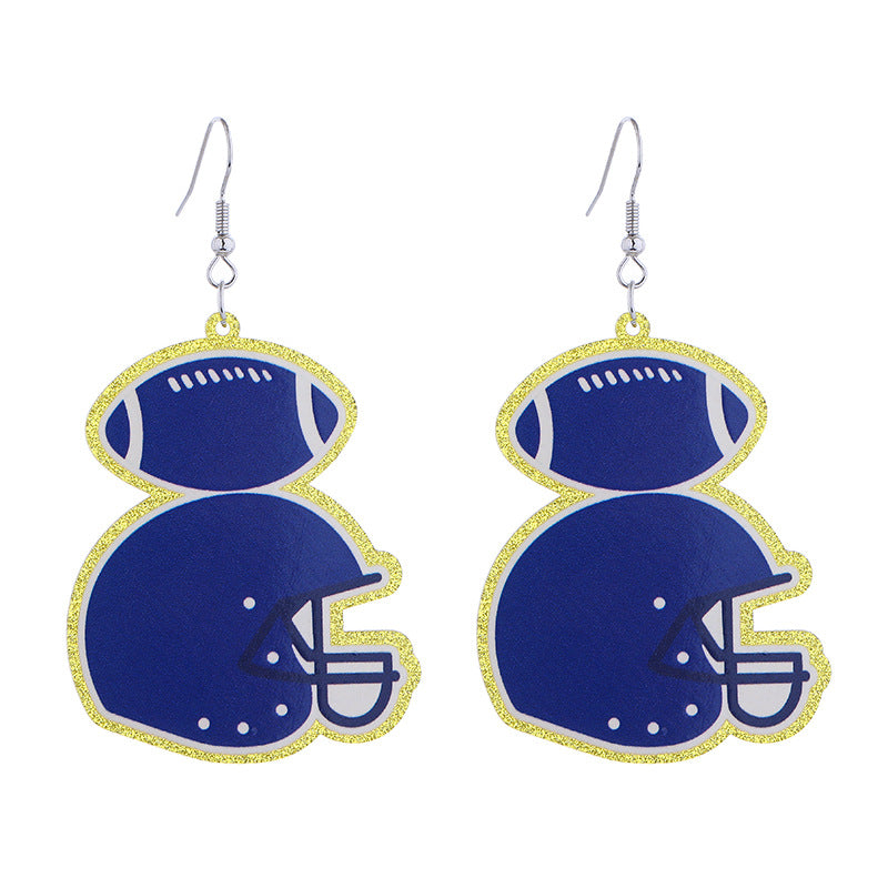 Wholesale acrylic printed super bowl featured football series creative letter earrings