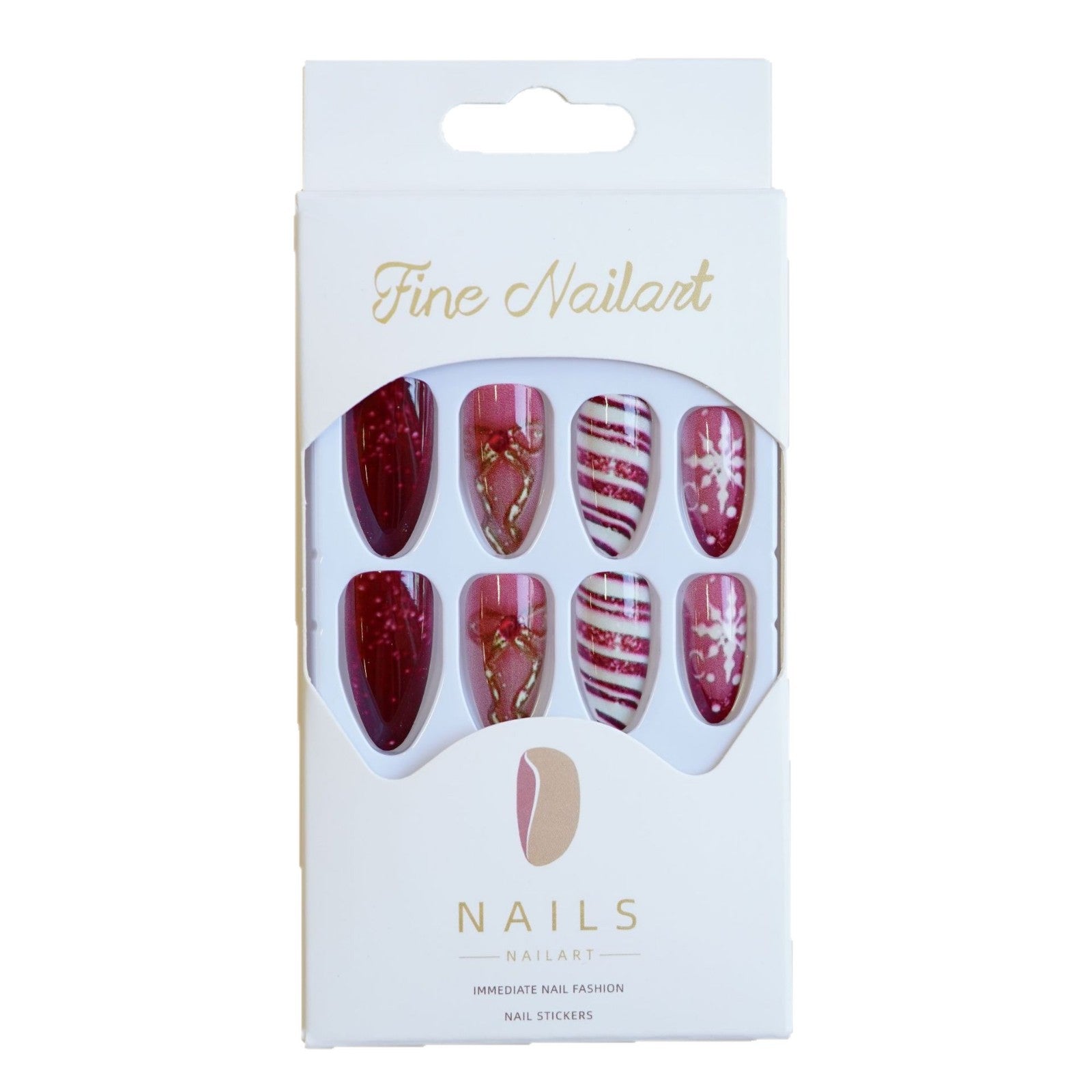 Wholesale 24 Pieces/ box Christmas Bow Stripe Nails Kits Nail Stickers