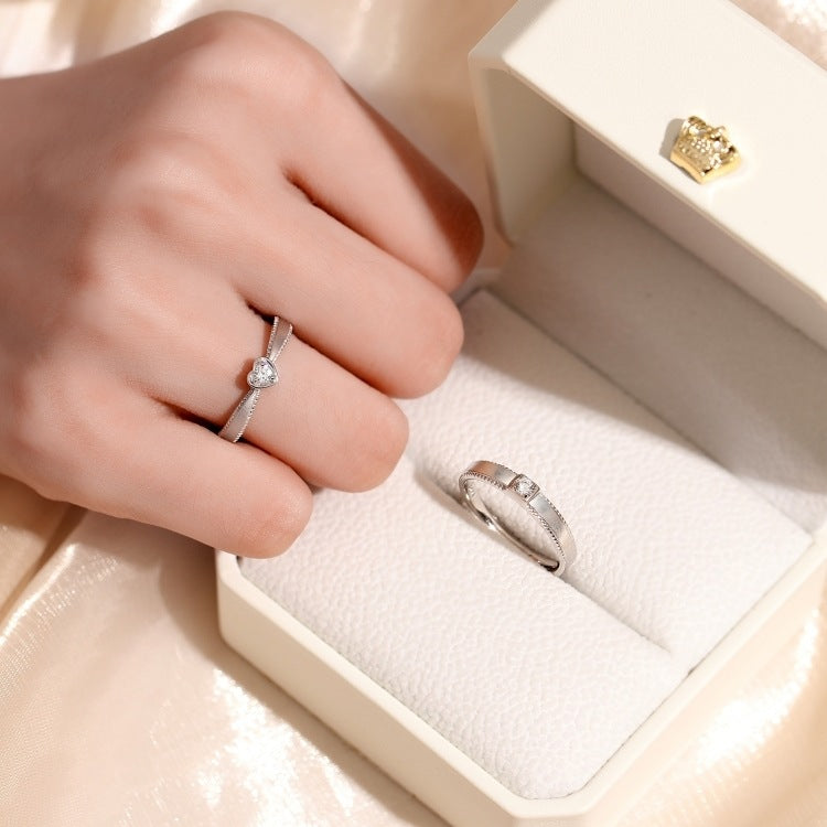 Wholesale 925 Sterling Silver Heart Signal Couple's Ring