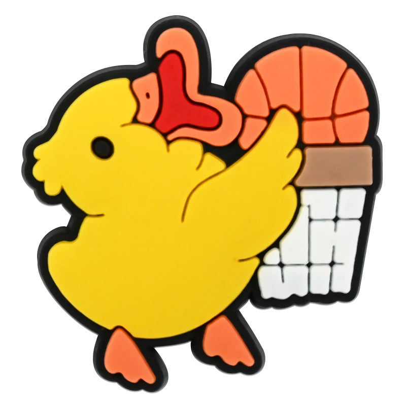 Wholesale Random 100pcs Cute Little Yellow Duck  PVC Soft Rubber Shoe Buckle Decoration