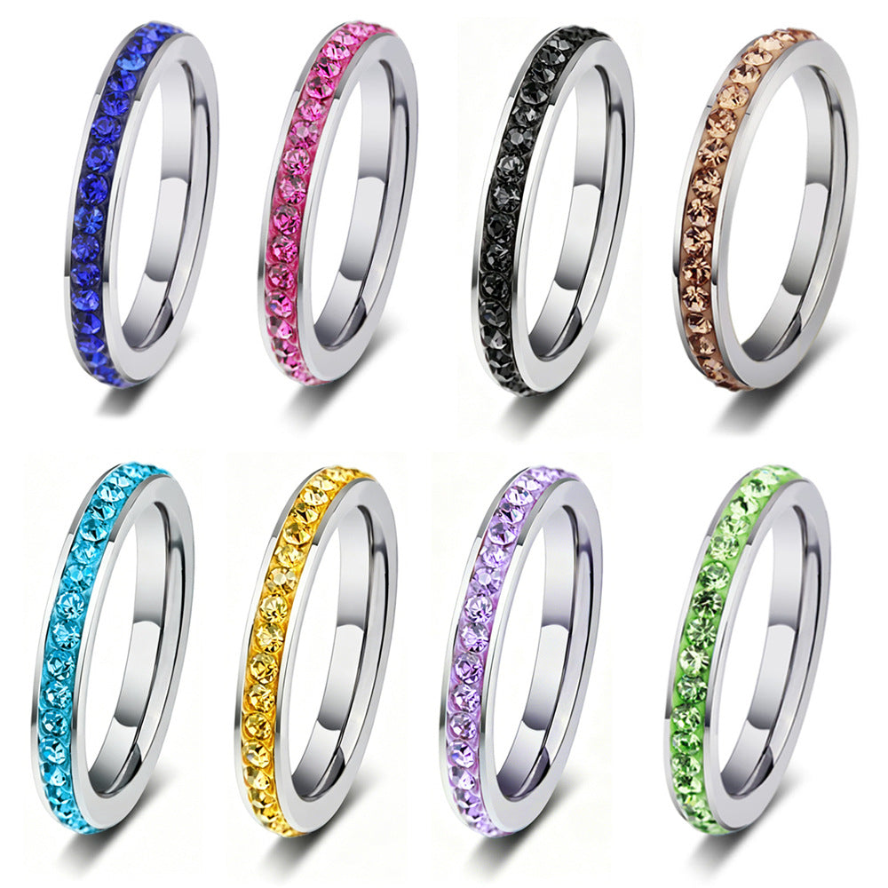 Wholesale Stainless Steel Colorful Inlay Rings Ins Style Couple Fashion Accessory