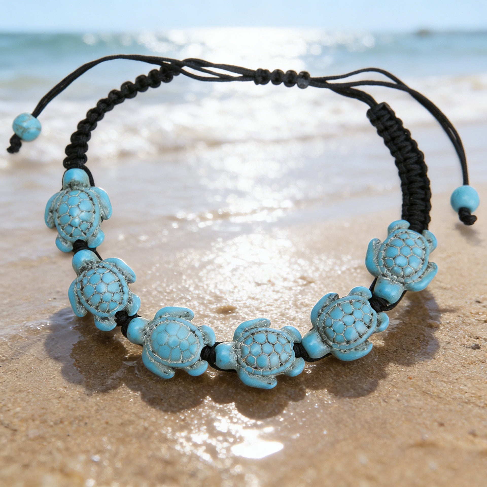 Wholesale Bohemian Style Turquoise Turtle Hand-woven Beach Bracelet