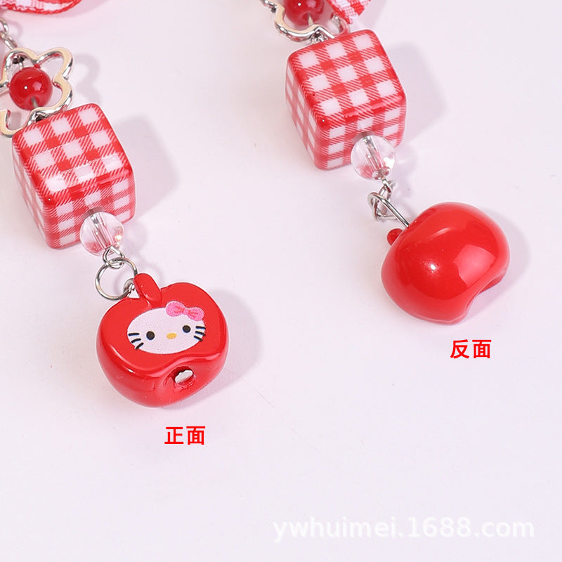 Wholesale Bow red apple keychain