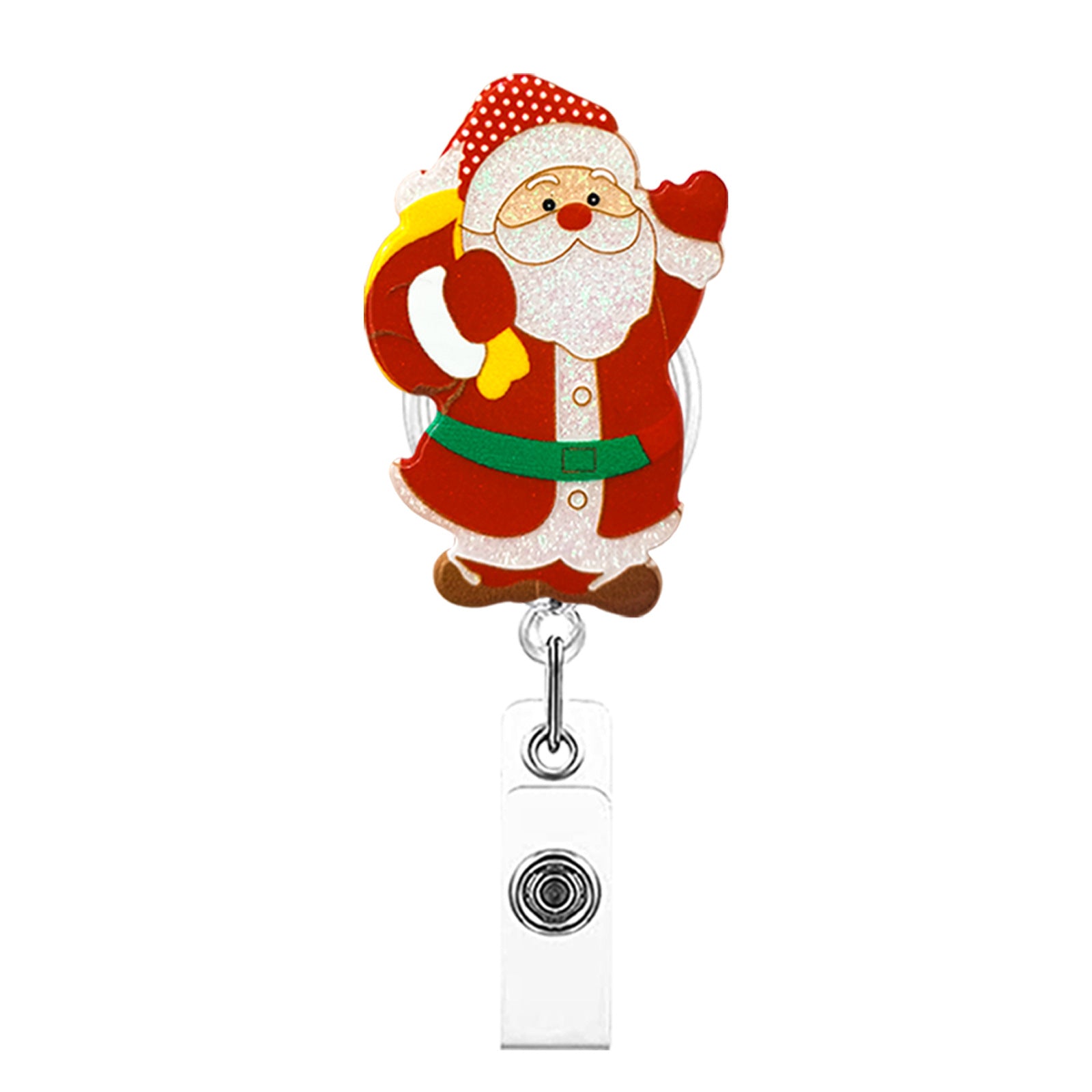 Wholesale Christmas Acrylic Santa Claus Retractable Rotating Keychain ACC-KC-QiDing007