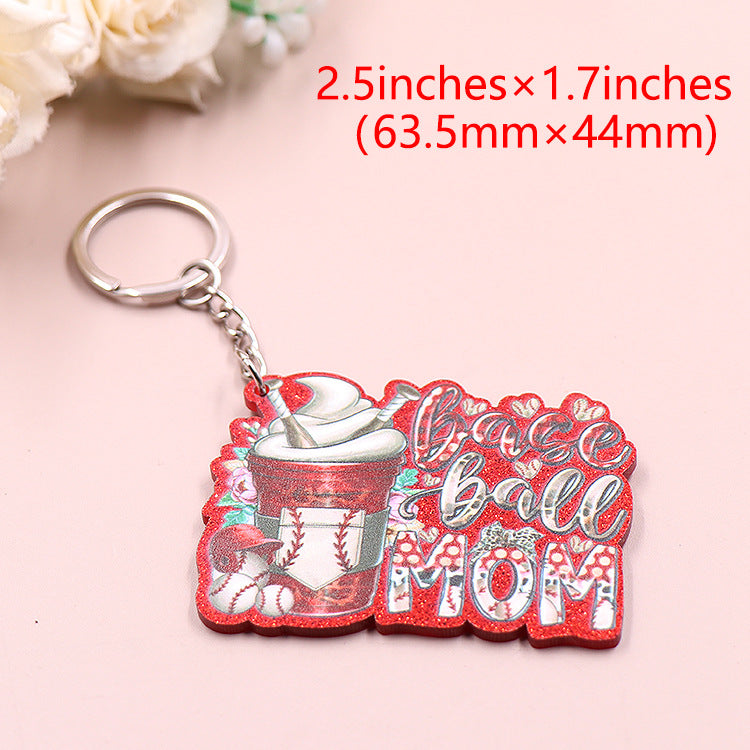 Wholesale MOM Mother's Day Baseball Ice Cream Acrylic Keychain ACC-KC-XiaoYan011