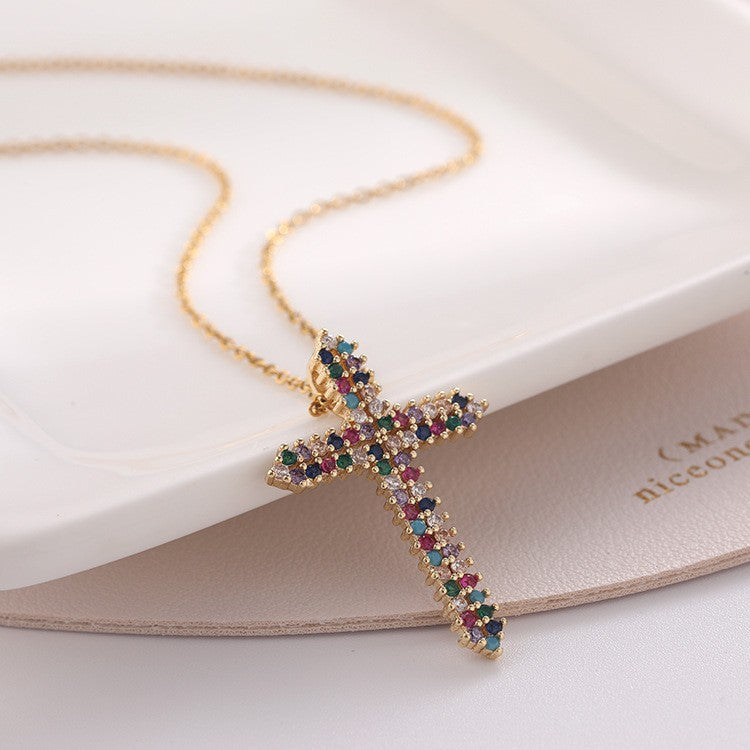 Wholesale Zircon Cross Pendant Necklaces Zircon Clavicle Chain ACC-NE-SY009