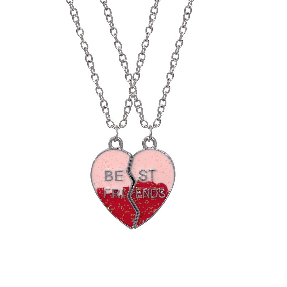 Wholesale Magnetic Cute Sequin Heart Pendant Necklaces Necklace Set ACC-NE-Tiangao007