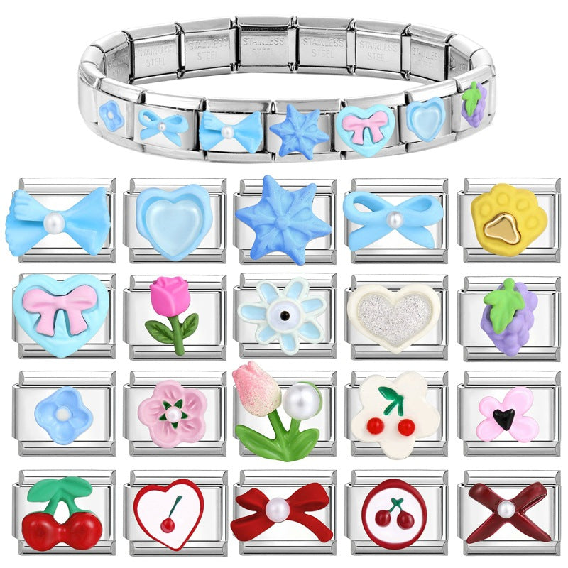 Wholesale Italian Charm Bracelet 9mm DIY Splicing Cute Creative Stainless Steel Composable Bracelet