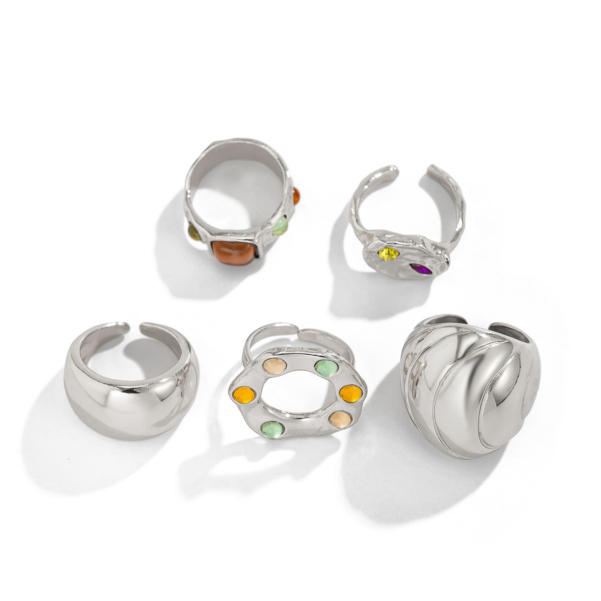 Wholesale Bowknot Bow polished alloy diamond ring set