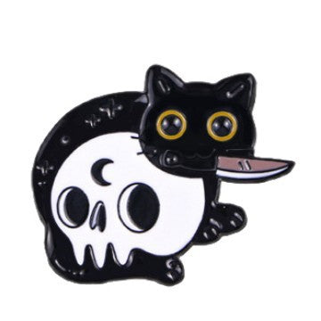 Wholesale  Black Cat Skull Brooch