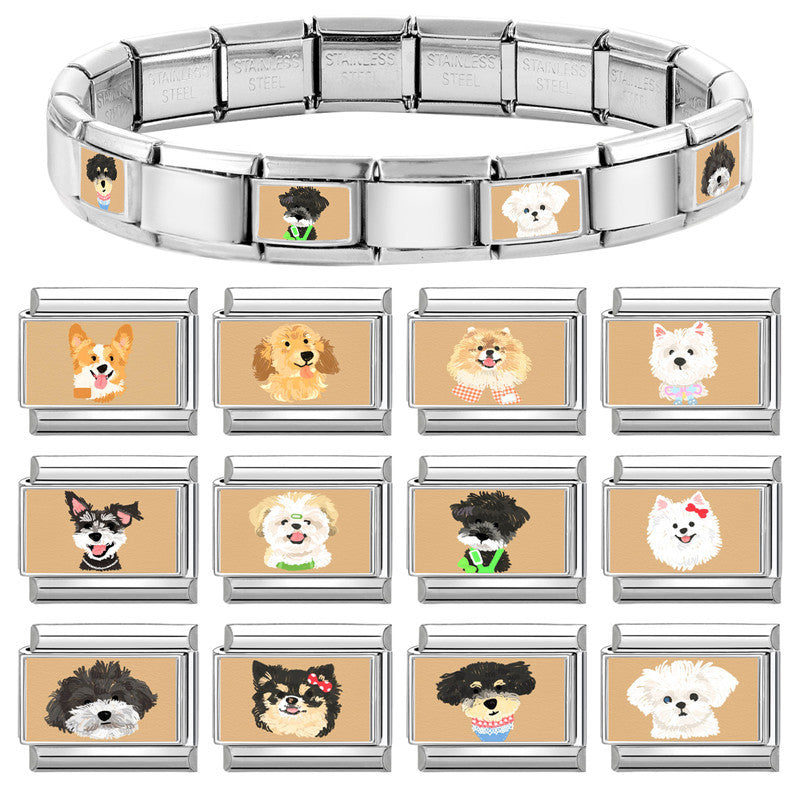 Wholesale Puppy DIY Modular Bracelet Stainless Steel Electroplated Chic Jewelry Accessory