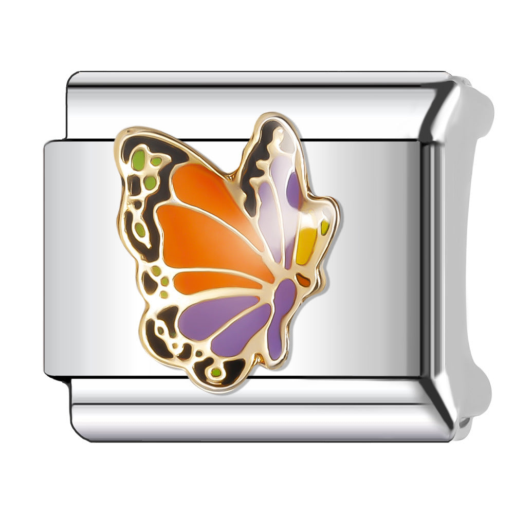 Wholesale Italian Charm Bracelet 9mm DIY Splicing Butterfly Stainless Steel Composable Bracelet