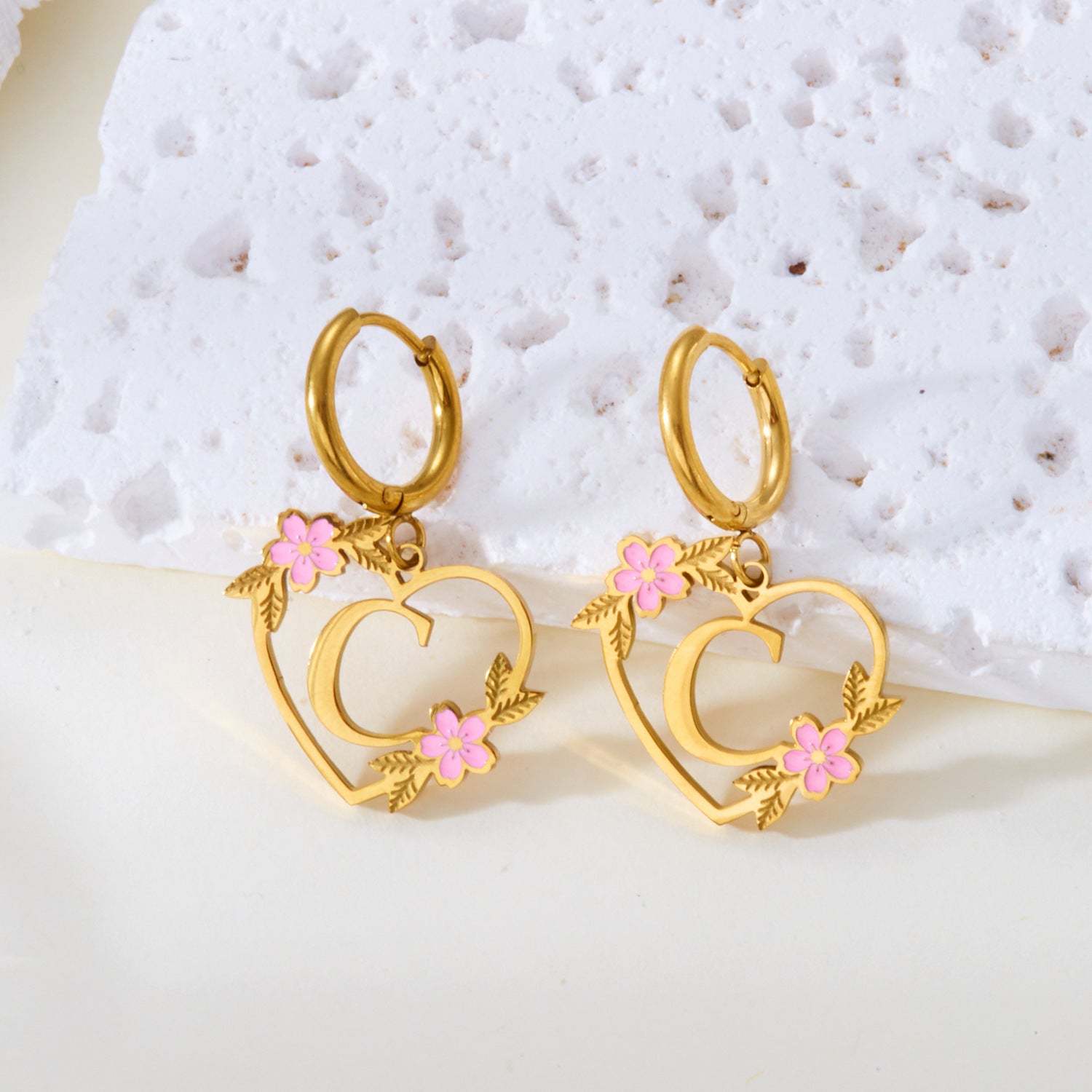 Wholesale Luxury Cut Out Stainless Steel 26 English Letter Earrings