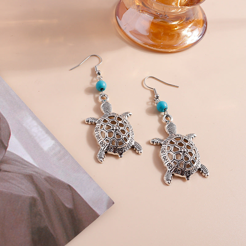 Wholesale Hollow Vintage Turtle Alloy Turquoise Earrings ACC-ES-YueSen001